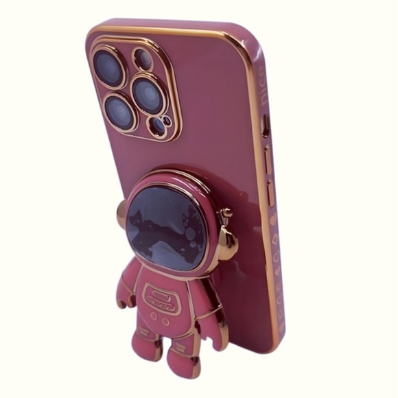 Spacey Style: Astronaut iPhone 14 Pro Case wStand & Camera Shield‎ Ravishing Red - Picture 4 of 5
